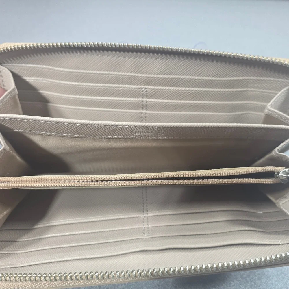 Coach Wallet Womens‎ Tan Excellent Optic Signature Jacquard Bifold Slim Logo